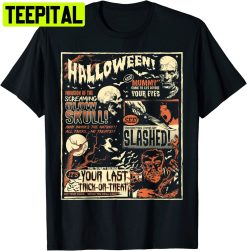 Vintage Horror Movie Poster Terror Old Time Halloween Unisex T-Shirt