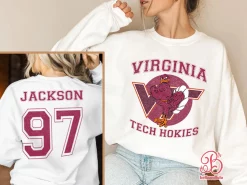 Virginia Tech Hokies Football Ncaa Sports Front Back Customized Text Number Unisex Sweatshirt