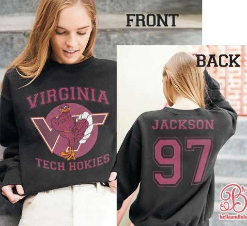 Virginia Tech Hokies Football Ncaa Sports Front Back Customized Text Number Unisex Sweatshirt