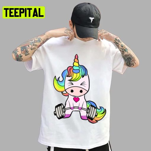 Weightlifting Unicorn Cute Art Illustration Unisex T-Shirt