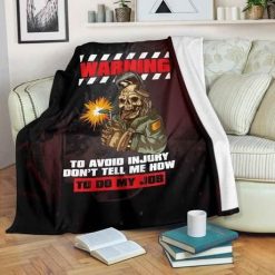 Welder Warning Fleece Blanket Throw Blanket Gift