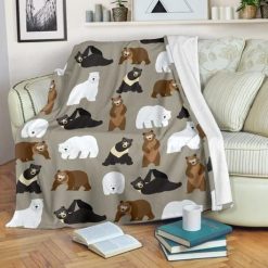 White Black Brown Bear Best Seller Fleece Blanket Throw Blanket Gift