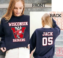 Wisconsin Badgers Football Ncaa Sports Front Backcustomized Text Number Unisex Sweatshirt