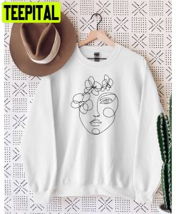 Woman Face Flower One Line Art Unisex Sweatshirt