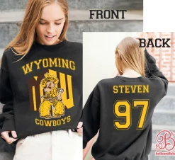 Wyoming Cowboys Football Ncaa Custom Sports Front Back Customized Text Number Unisex Sweatshirt