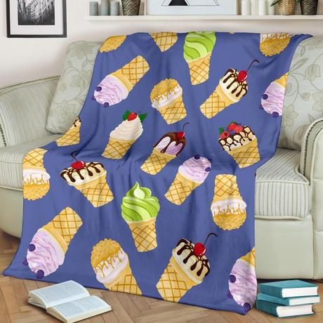 Yummy Colorful Ice Cream Best Seller Fleece Blanket Throw Blanket Gift