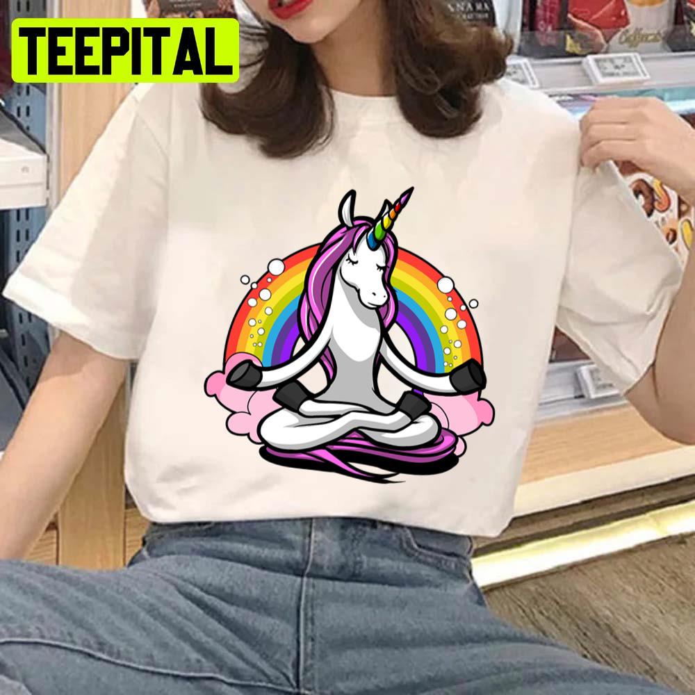 Zen Yoga Unicorn Cute Art Illustration Unisex T-Shirt