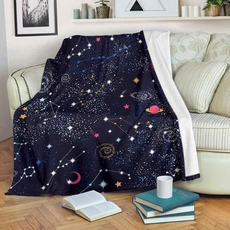 Zodiac Star Signs Galaxy Space Best Seller Fleece Blanket Throw Blanket Gift