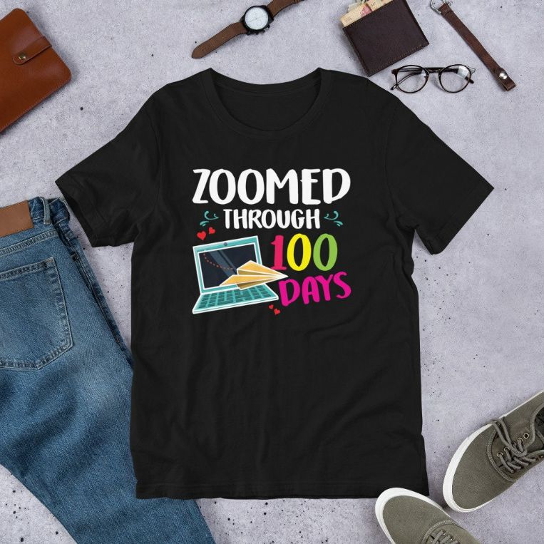 Zoomed Through 100 Days Virtual School Teacher Short-Sleeve Unisex T-Shirt
