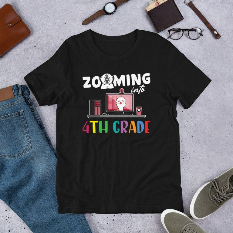 Zooming Into 4th Grade – Back To School Llama Lover Short-Sleeve Unisex T-Shirt