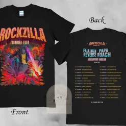 2022 Summer Tour Rockzilla Concert Falling In Reverse Papa Roach New Art T-Shirt