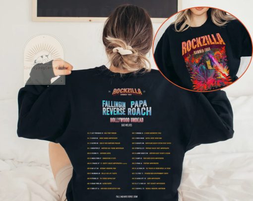 2022 Summer Tour Rockzilla Concert Falling In Reverse Papa Roach New Art T-Shirt