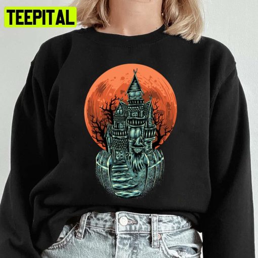 Animated Design Haunted House Halloween Unisex Sweatshirt