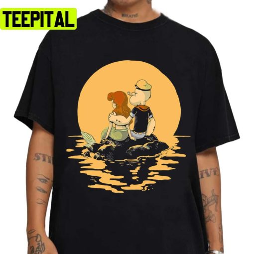 Ariel The Little Mermaid Popeye The Sailor Unisex T-Shirt