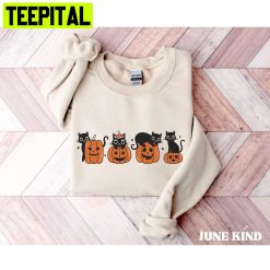 Black Cat Pumpkin Fall Cute Halloween Unisex Sweatshirt