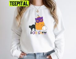 Boo Crew Cute Black Cat Pumpkin Halloween Unisex Sweatshirt