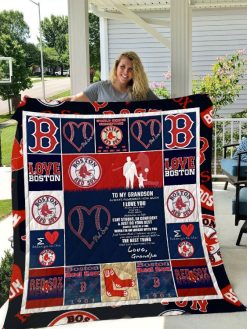 Boston Red Sox Love Grandpa Quilt Blanket
