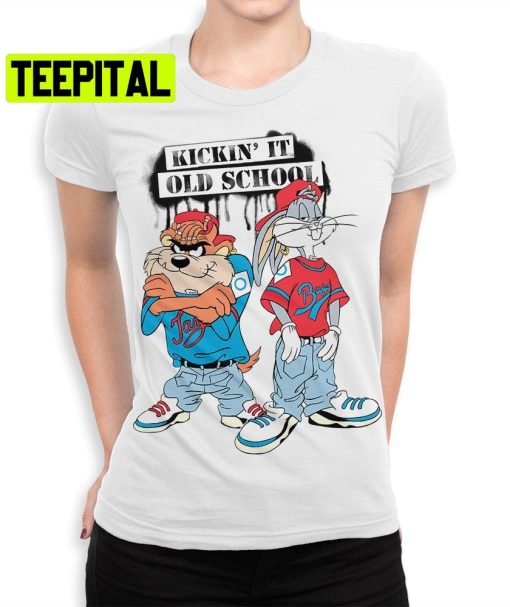 Bugs Bunny And Taz Kickin It Old School Trending Unisex Shirt