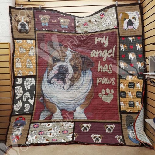 Bulldog My Angel Has Paws Quilt Blanket