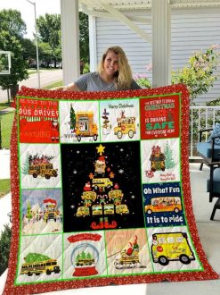 Bus Dri Christmas Tree Quilt Blanket