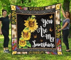 Butterfly Sunflower You Are My Sunshine Quilt Blanket