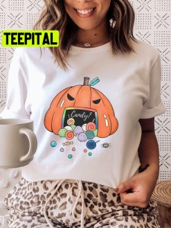 Candy Throwing Up Pumpkin Halloween Unisex T-Shirt