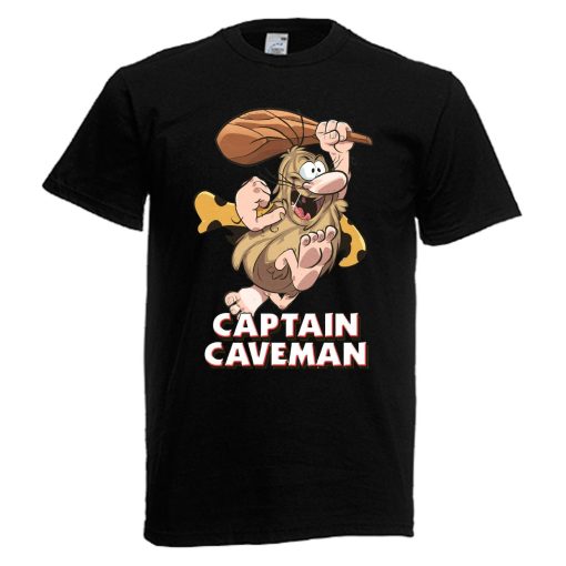 Captain Caveman Retro Cartoon Mens Red Black Gray T-Shirt