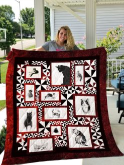 Cat Red Sparkle Cat Lo Quilt Blanket