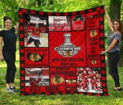 Chicago Blackhawks Hockey Fan Gift Quilt Blanket