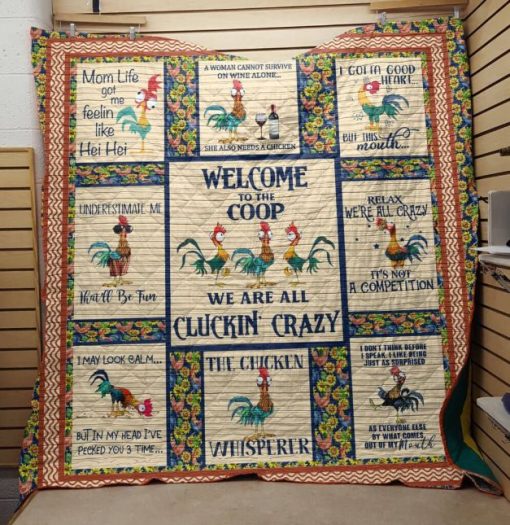 Chicken Welcome To The Coop Cluckin’ Crazy Quilt Blanket