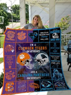 Clemson Tigers &amp Carolina Panthers Quilt Blanket