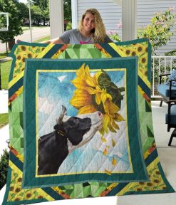 Cow Sunflower Quilt Blanket