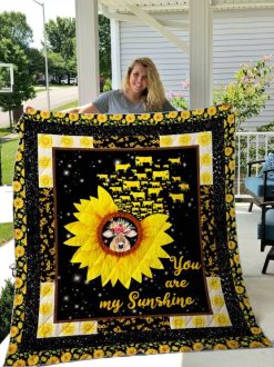 Cow Sunflower You Are My Sunshine Quilt Blanket