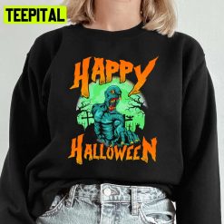 Creepy Monster Zombie Lover In Cemetery Halloween Unisex Sweatshirt