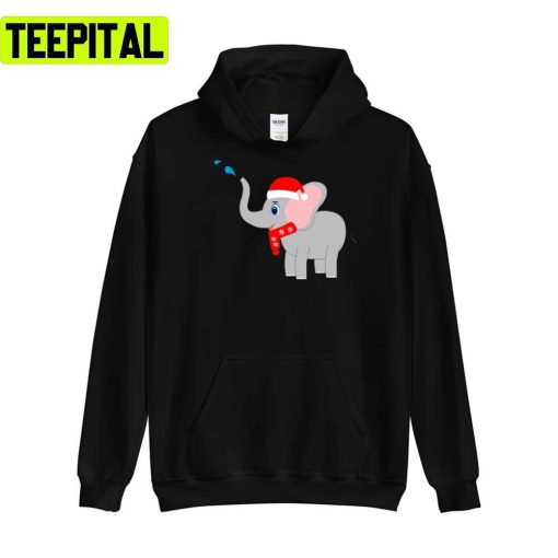 Cute Art A Santa Hat Elephant Christmas Trending Unisex T-Shirt