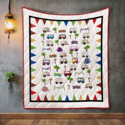 Cute Camping Car Quilt Blanket