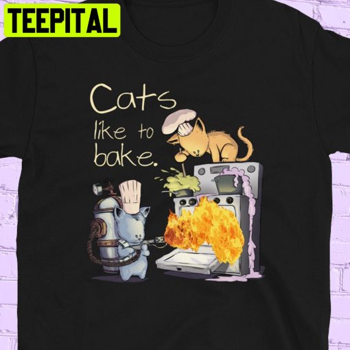 Cute Cat Lovers Cats Like To Bake Trending Unisex Shirt