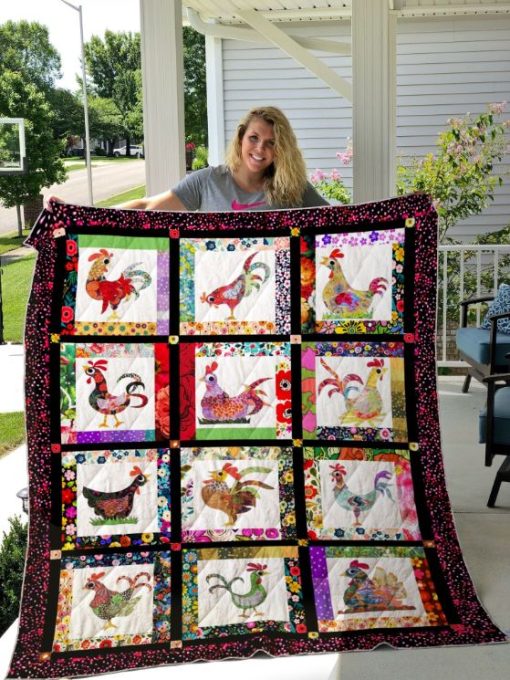 Cute Chicken Patterns Quilt Blanket