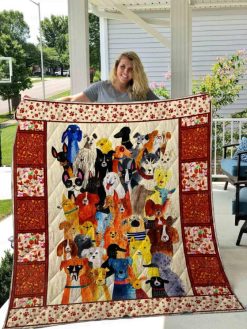 Cute Colorful Dog Dog Lo Quilt Blanket