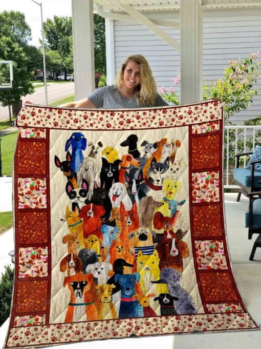 Cute Colorful Dog Dog Lo Quilt Blanket