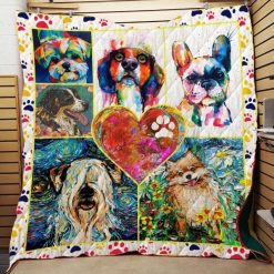 Cute Face Dog Oil Painting Quilt Blanket