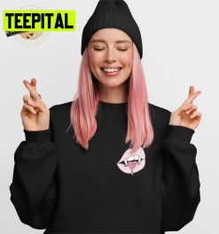 Cute Pink Vampire Lips Halloween Unisex Sweatshirt