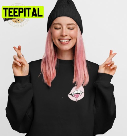 Cute Pink Vampire Lips Halloween Unisex Sweatshirt