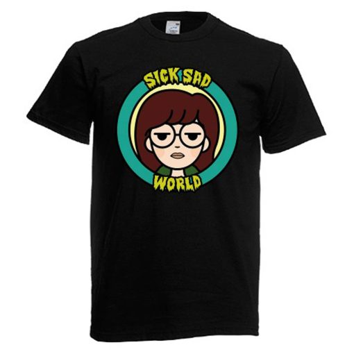 Daria Sick Sad World Mens Gray Red Black T-Shirt