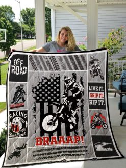 Dirt Bike Live It Grip It Rip It Dirty Bike Lo Quilt Blanket