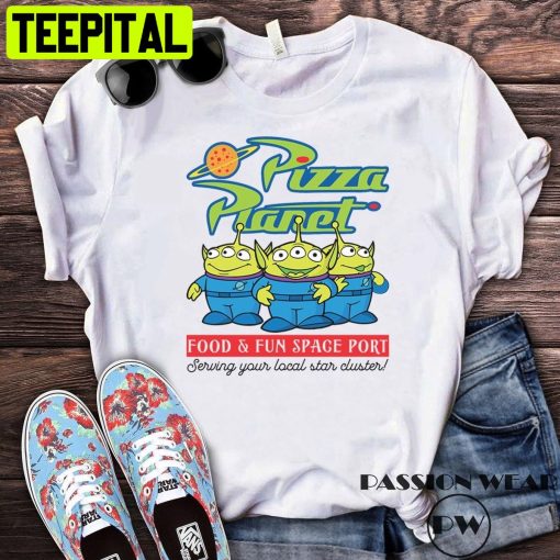 Disney Pizza Planet Toy Story Food & Fun Space Port Toy Aliens Trending Unisex T-Shirt