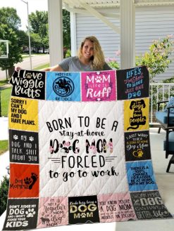 Dog Mom Theme I Love Wiggle Butts Quilt Blanket