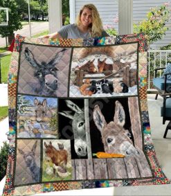 Donkey On Farm Donkey Lo Quilt Blanket