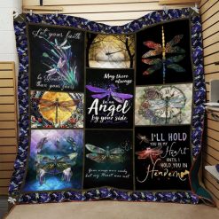 Dragonfly May There Always Be An Angel By Your Side Quilt Blanket