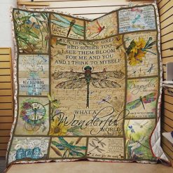 Dragonfly What A Wonderful World Quilt Blanket